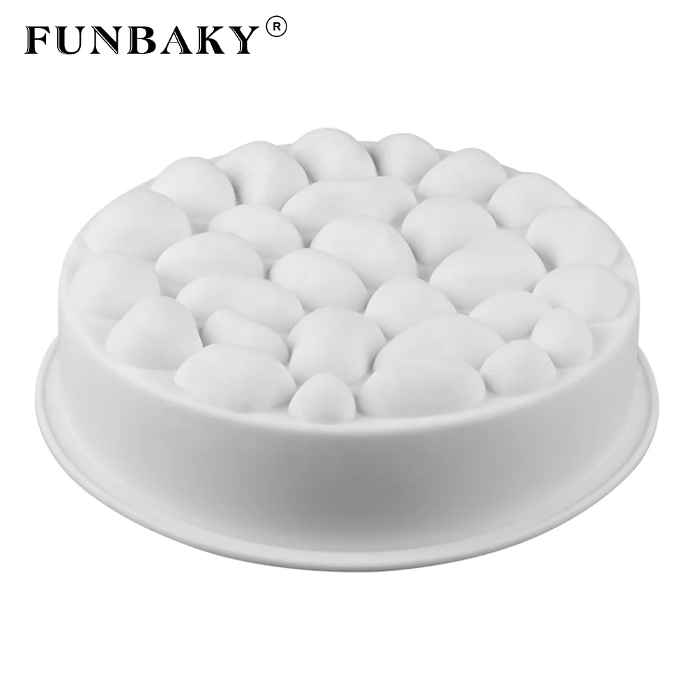 

FUNBAKY Home use large volume round cobblestone shape mousse cake silicone mold baking tools chiffon cake mold, Customized color