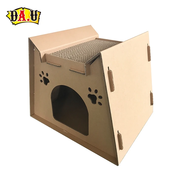 cardboard cat scratcher house