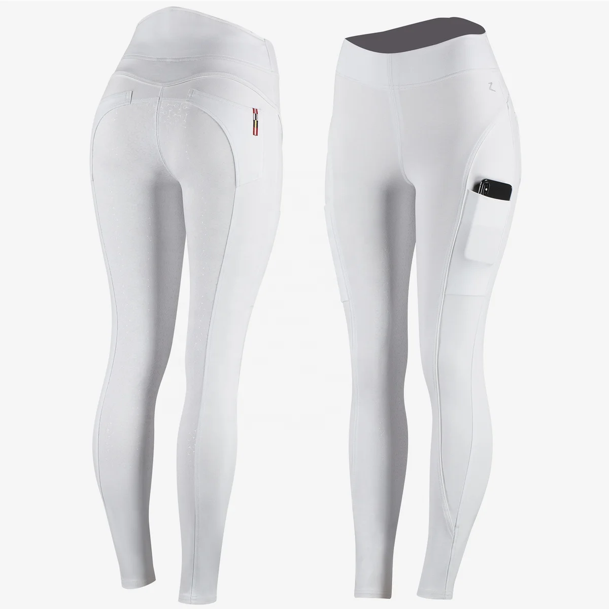 

Equestrian Women Competition White Full Seat Silicone Riding Jodhpurs, Customized color
