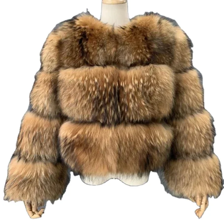 

2021 Winter Popular Short Real Fox And Natural Raccoon Fur Jacket Vest Fur Coat For Women, Picture showns
