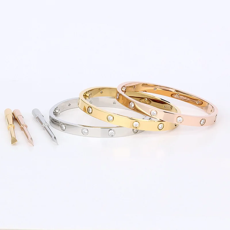 

Titanium 316L stainless steel Designer Jewelry Couple SCREW LOVE Bangles Bracelets for women men, Gold/ silver;rose gold