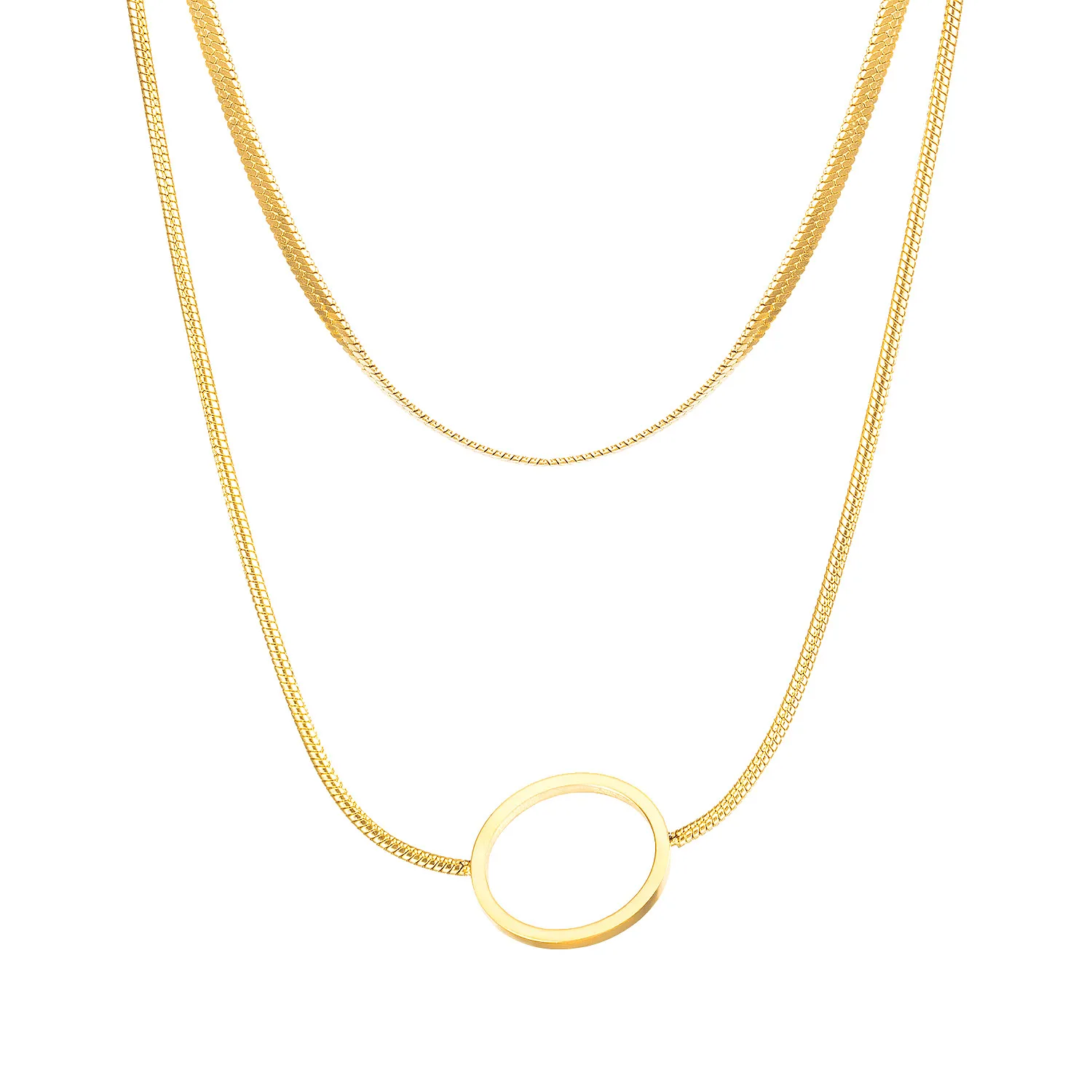

High Quality Double Layer Simple Elegant Stainless Steel Gold Filled Jewelry Supplies, Gold,customized color