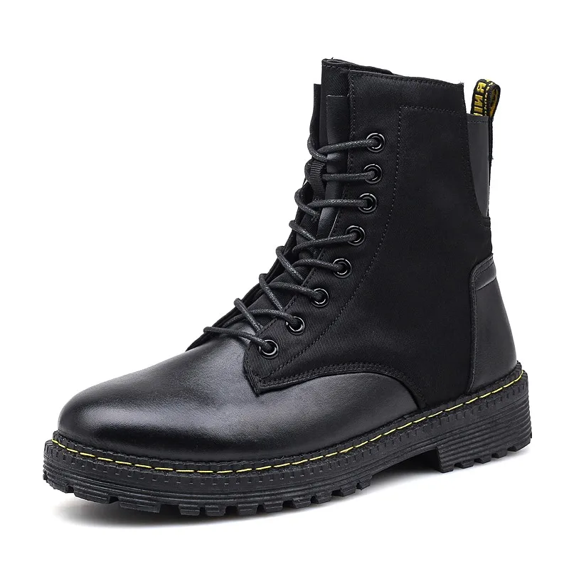 

Fashion Men Motorcycle Boots Cool Rivet Combat Army Men Boots Punk Goth Biker Men PU Shoes, Optional