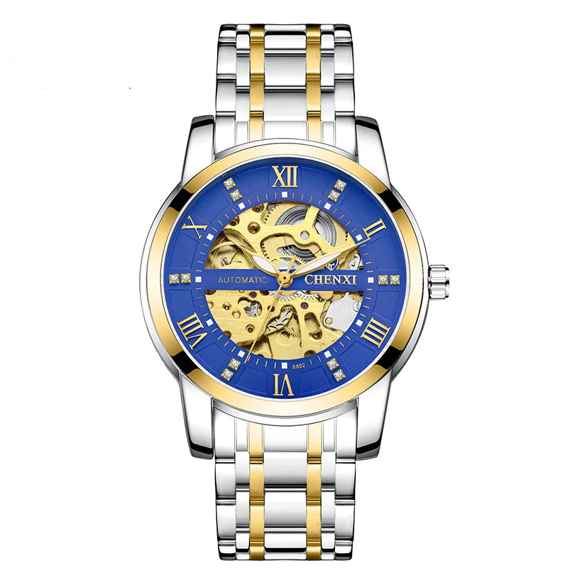 

China Factory Newest Trend Design Wrist Watches OEM Custom Luxury Men Mechanical Automatic Skeleton Watch, As shown in the picture