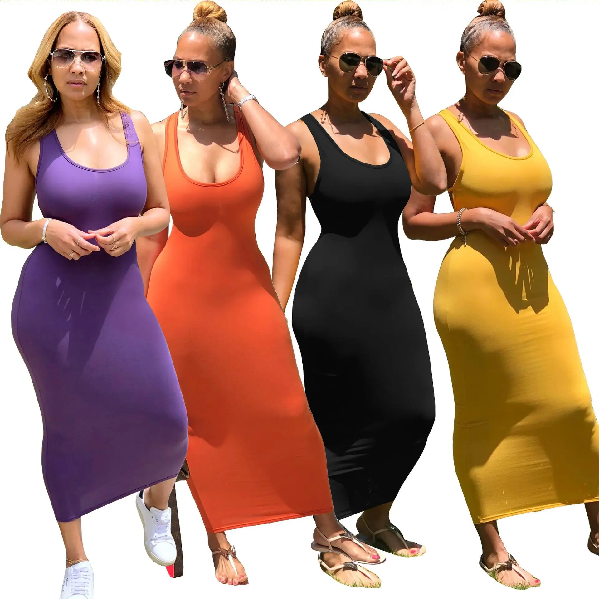 

2021 New Women Summer Backless sexy Lady Elegant Girls Soild Color Plus Size long Dress Maxi Dresses Sundress