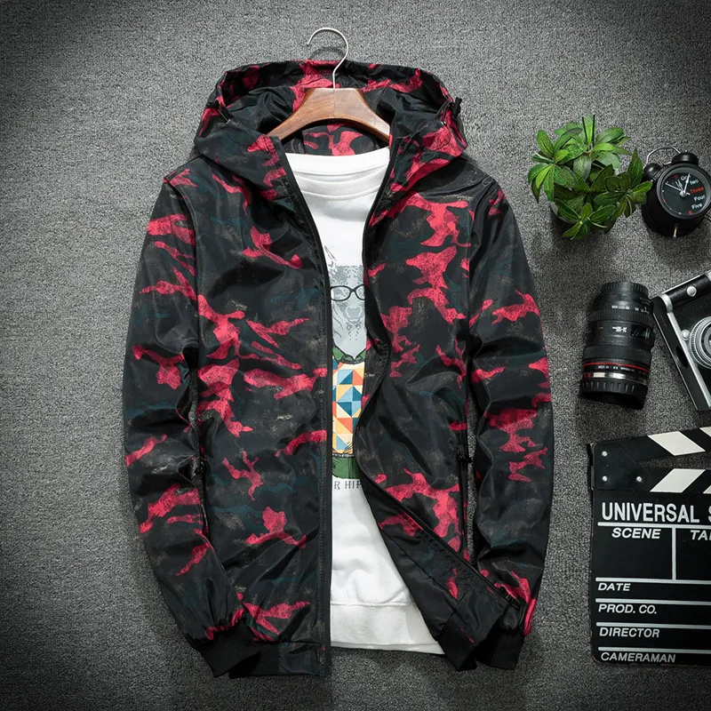

in stock plus size mens camouflage bomber zipper up jacket men's coat