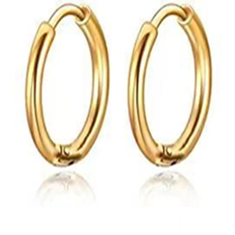 

Fashion Round Ankh Pendant Earrings Circular Plane Round Line Geometric Diamond-studded Titanium Steel Earrings