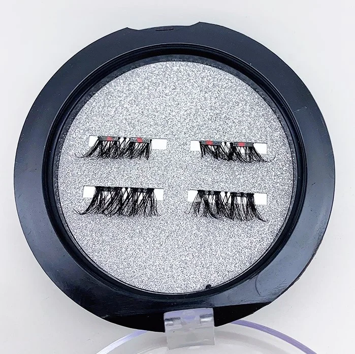 

Wholesale handmade faux mink magnetic lashes double magnet false eyelashes, Black