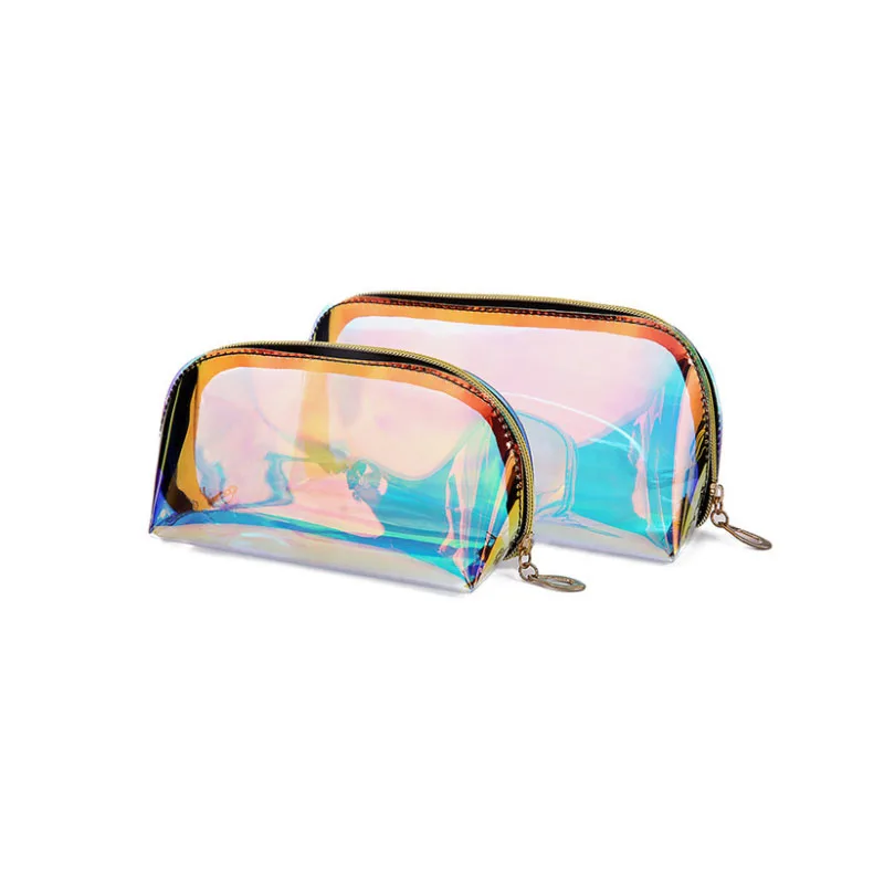 

Wholesale Small TPU Waterproof Transparent Holographic Neon Zipper Pouch Personalised Makeup Case Travel Cosmetic Bag Handbag