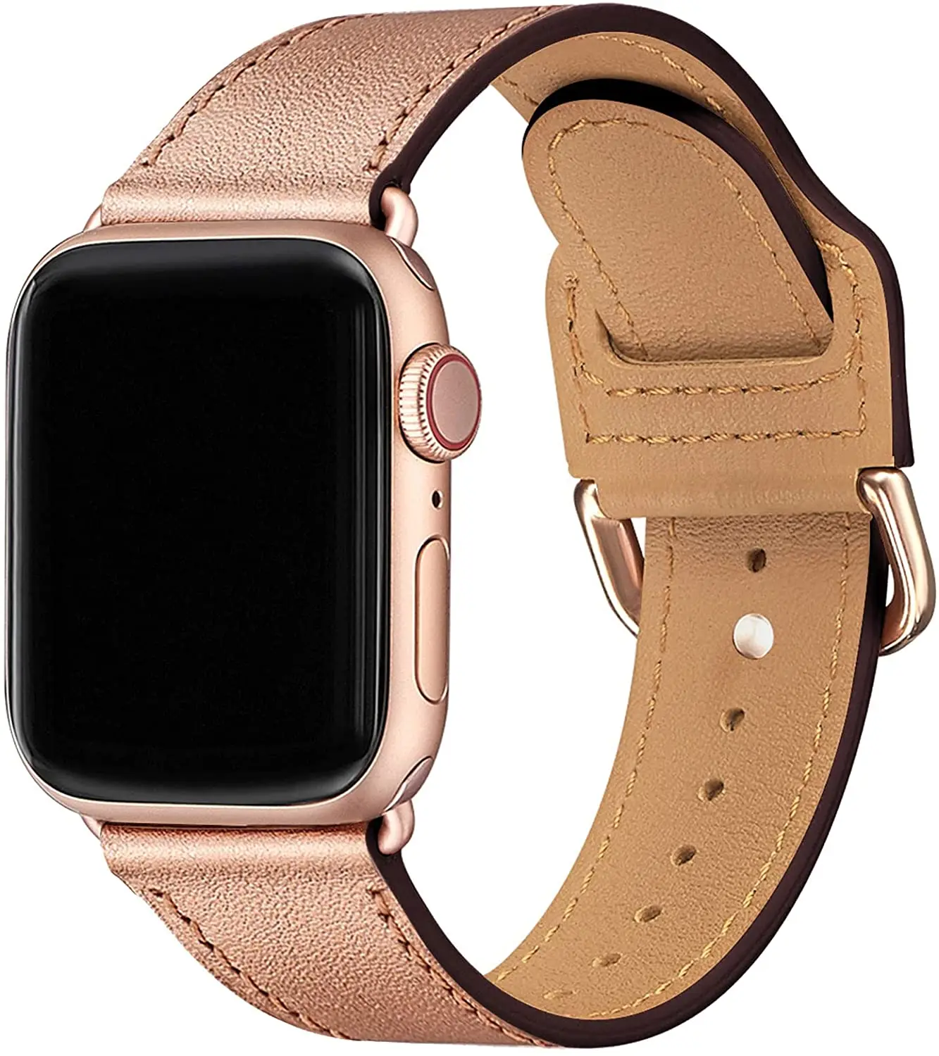 

New design Apple Watch Band 38 40 42 44mm, Top Grain Leather Smart Watch Strap for Men Women iWatch Series 6 5 4 3 2 1,SE