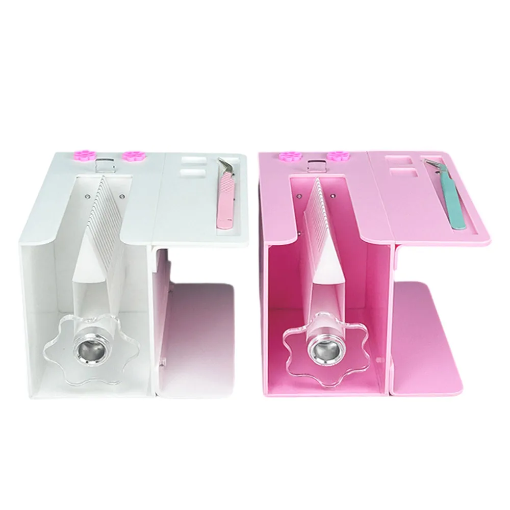 Custom Logo Magnetic Tweezers Easy Fan Acrylic Lash Blossoming Device with Storage Box Eyelash Flowering Tool