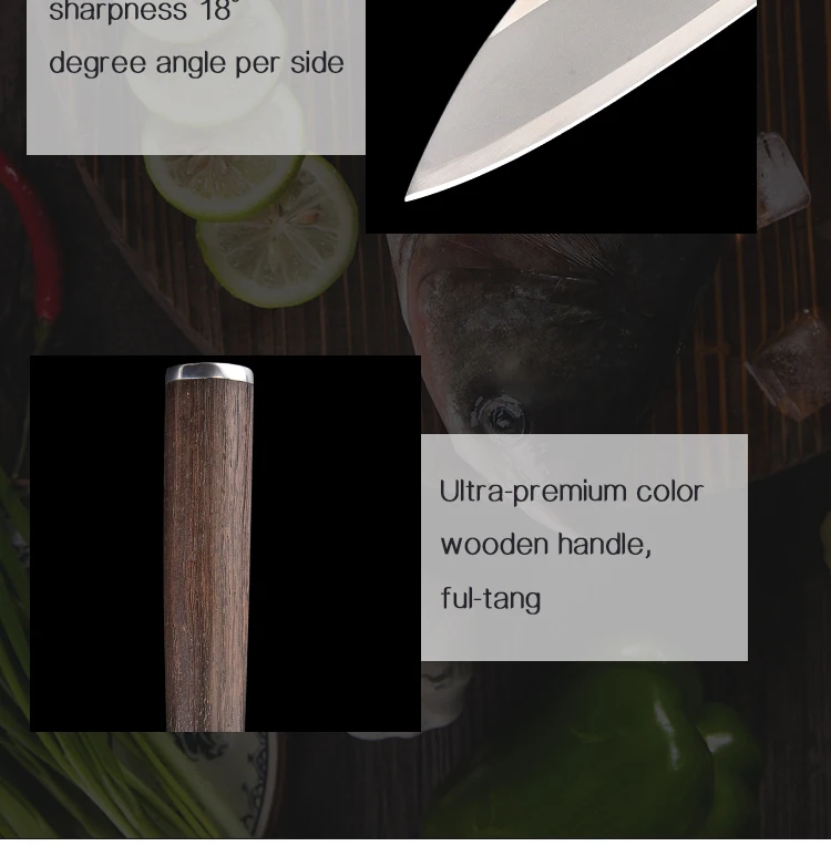 Wood Handle Damascus Steel Knife Japanese Style Private Label Master