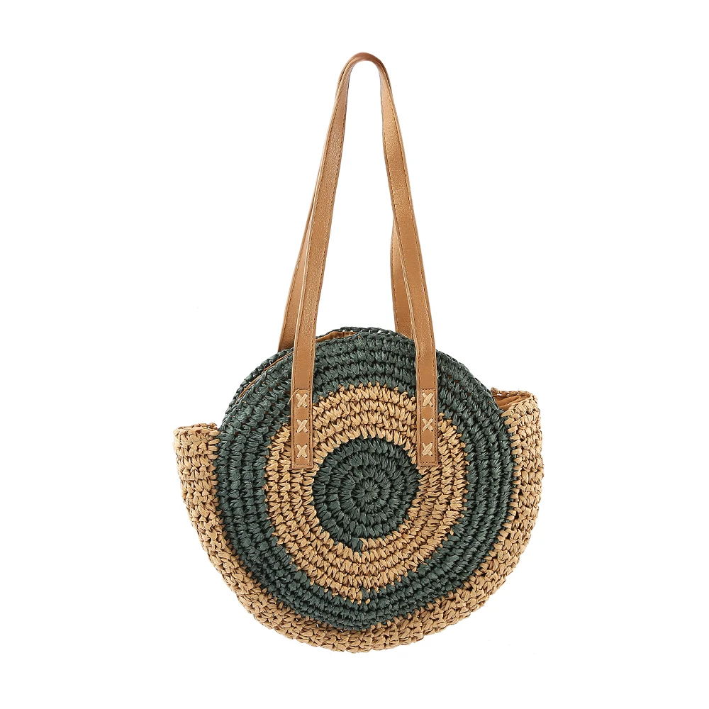 

Women popular beach bag vintage straw crochet casual shoulder bag