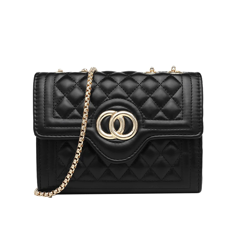 

factory nice design ladies embroidery sling bags pu leather black woman luxury handbags in bulk