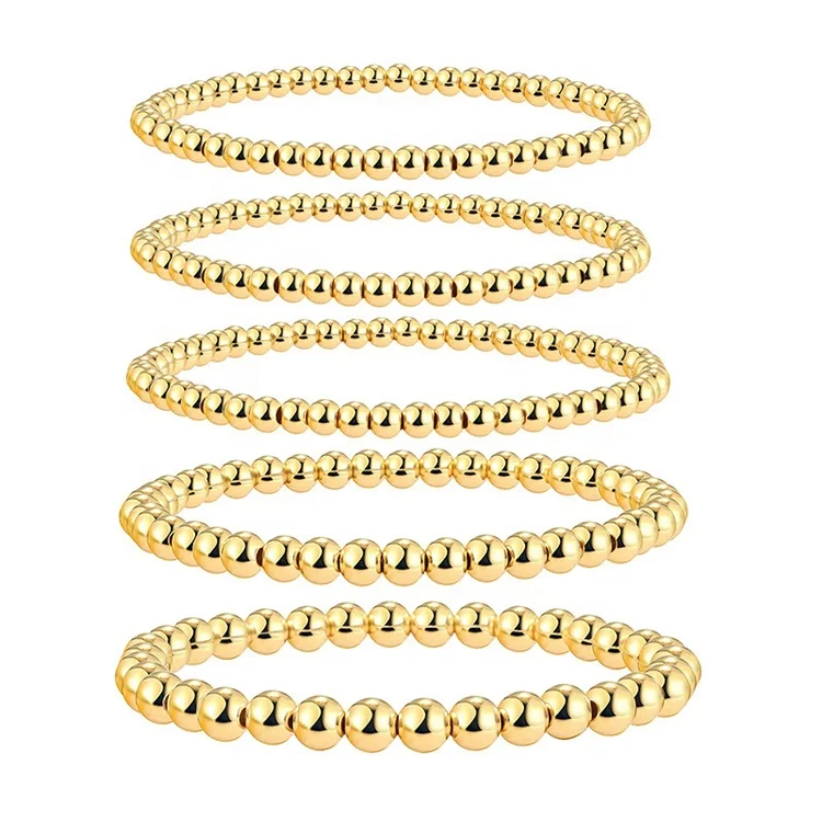 

Rebaccas 18k gold plated Gold Filled Beaded Ball Stacking Stretch Bracelet