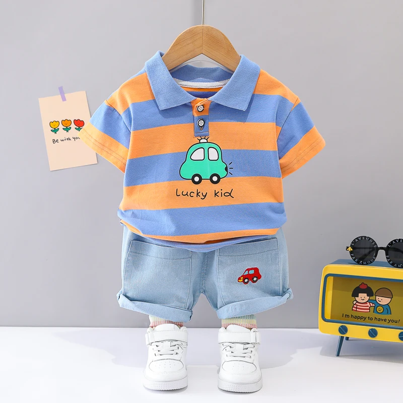 

2022 latest design fashion summer children's clothing suits ultra-low prices Cartoon rainbow clothes baby boy clothes 3 years