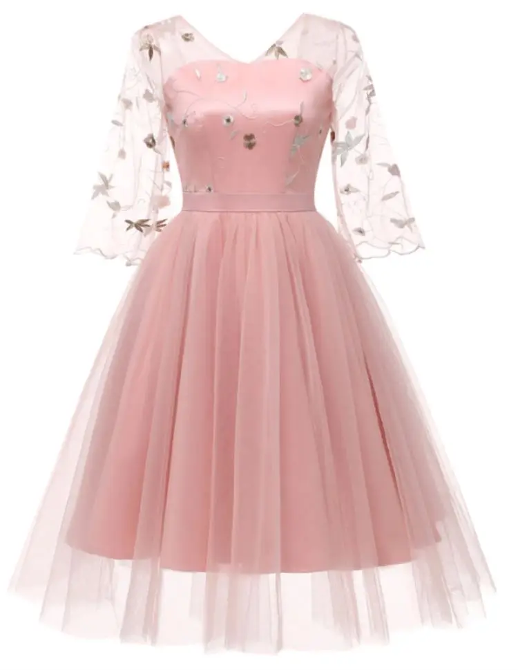2019 ODM Apparel Half Sleeve V-Neck Applique A-Line Prom Dress Mother Of The Bride Suits
