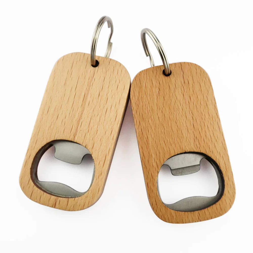 

factory wholesale bulk blank wood key chain opener custom logo wood beer keychain bottle opener