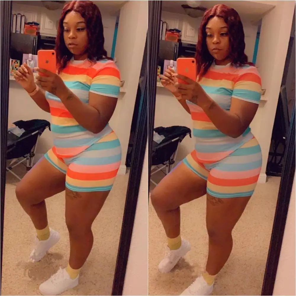 

OF105-3068 Hot sale popular striped casual two-piece set