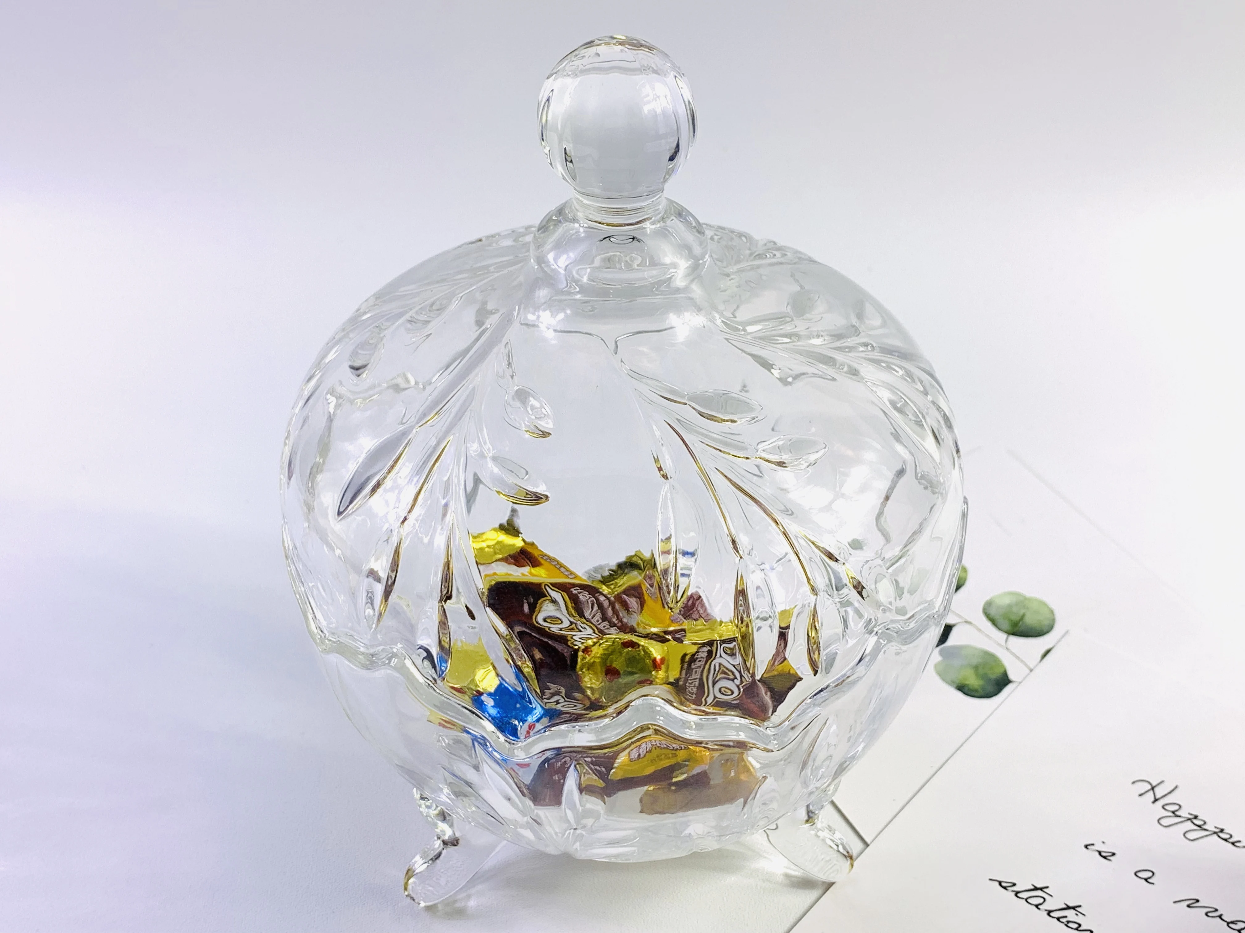 China Supplier Candy Storage Wholesale Luxury Glass Candy Jar Crystal Glass Jar With Glass Lid