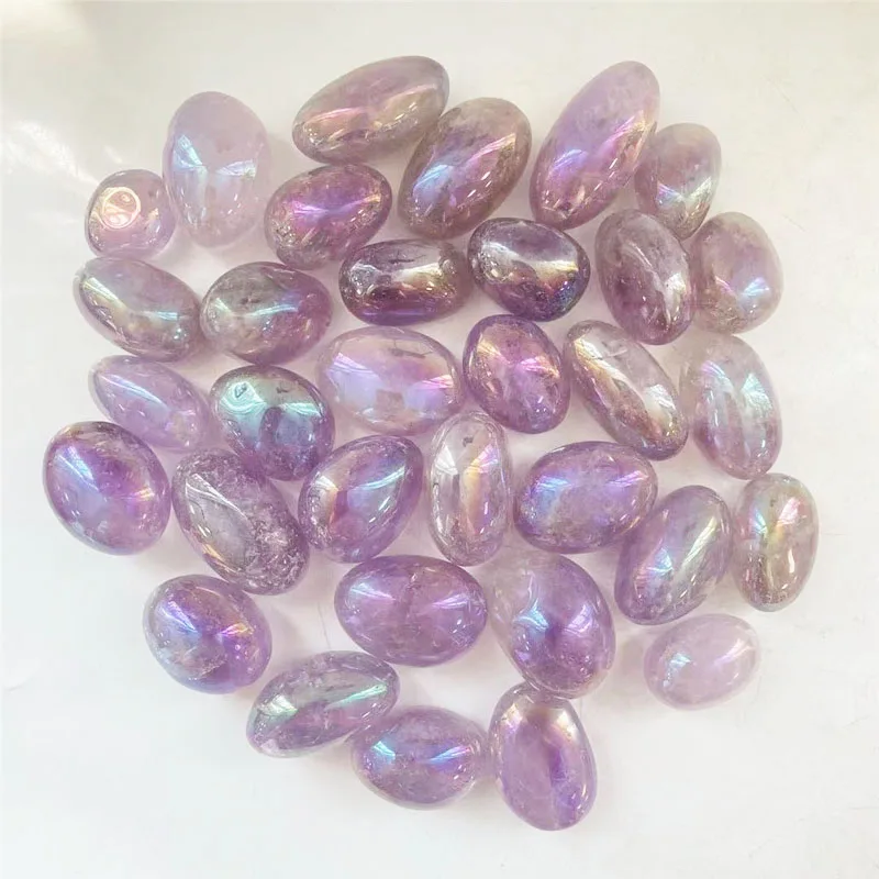 

20-30mm Tumbled Angel Aura Amethyst Quartz Crystal Gravel Natural Aura Amethyst Quartz Crystal Tumble Stone For Home Decoration