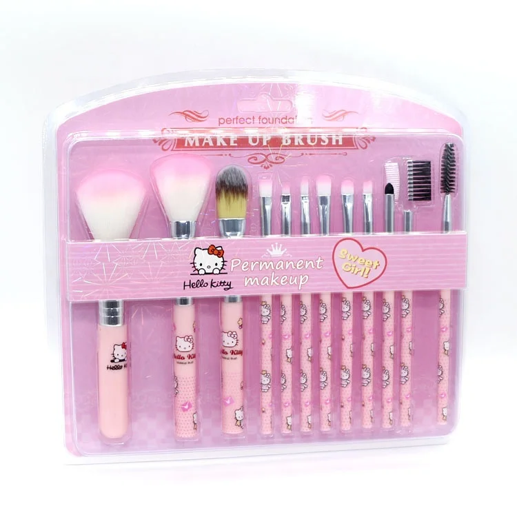 

Wholesale fancy professional make up brush custom eyeshadow brush make set up hello kitty pink yellow make up brush set
