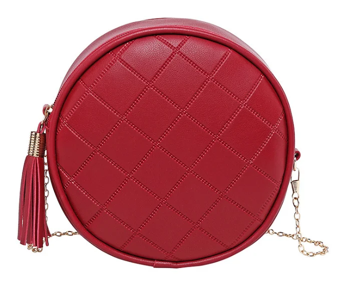 

2020 New PU leather korean tassel small round bag, Various