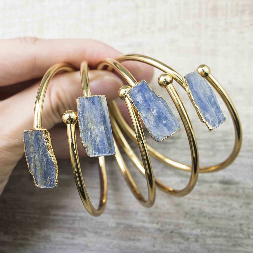 

LS-B1020 Natural raw gemstone bangle, beautiful blue kyanite bangle cheap handmade bangle jewelry for gift