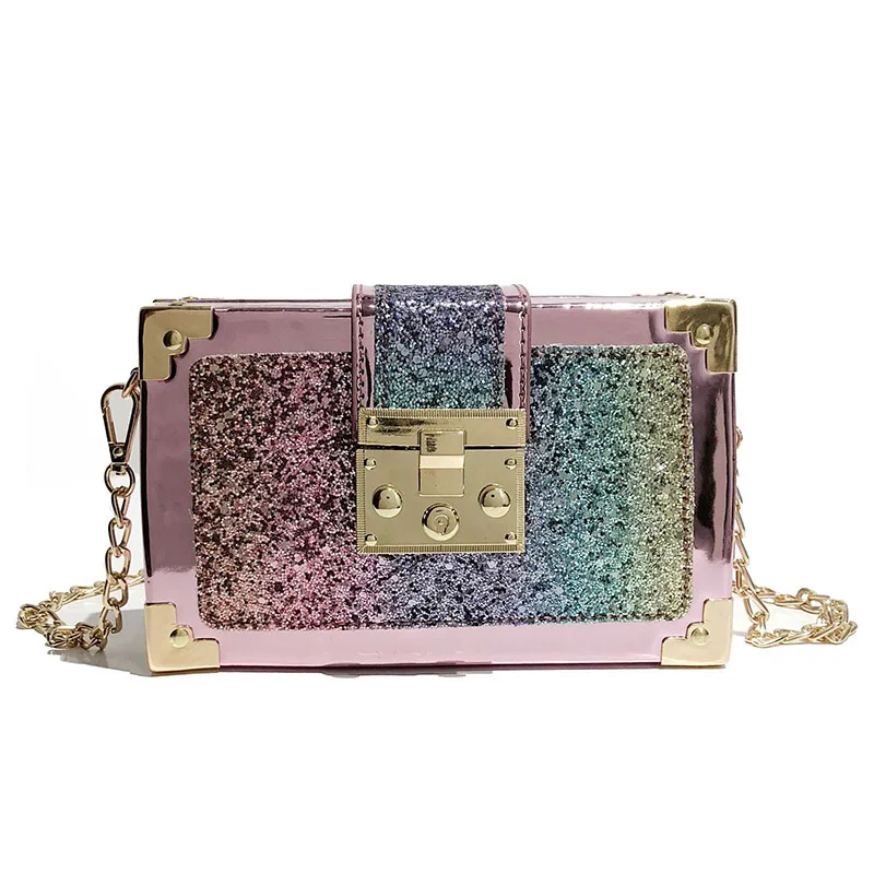 

Fashionable New Style Dazzling Sequined Square One-shoulder Messenger Bag Noble Charming And Eye-catching Lady's Chain Bag 316