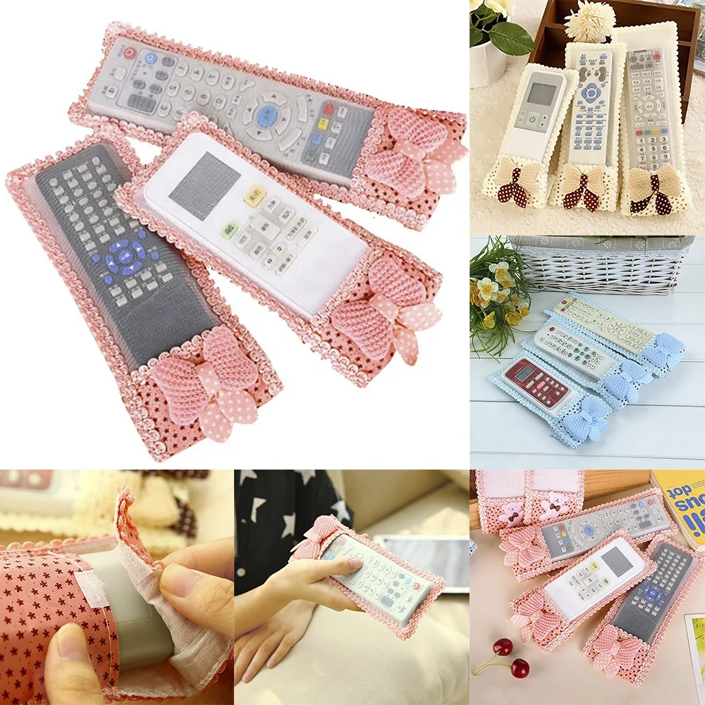 

High quality Cute Fabric lace bow remote control bag soft bow bow TV air conditioner remote control Anti dust cover