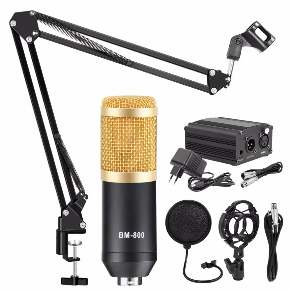 

bm 800 Microphone Studio Recording Kits bm800 Condenser Microphone for Computer Phantom Power bm-800 Karaoke mic Sound Card