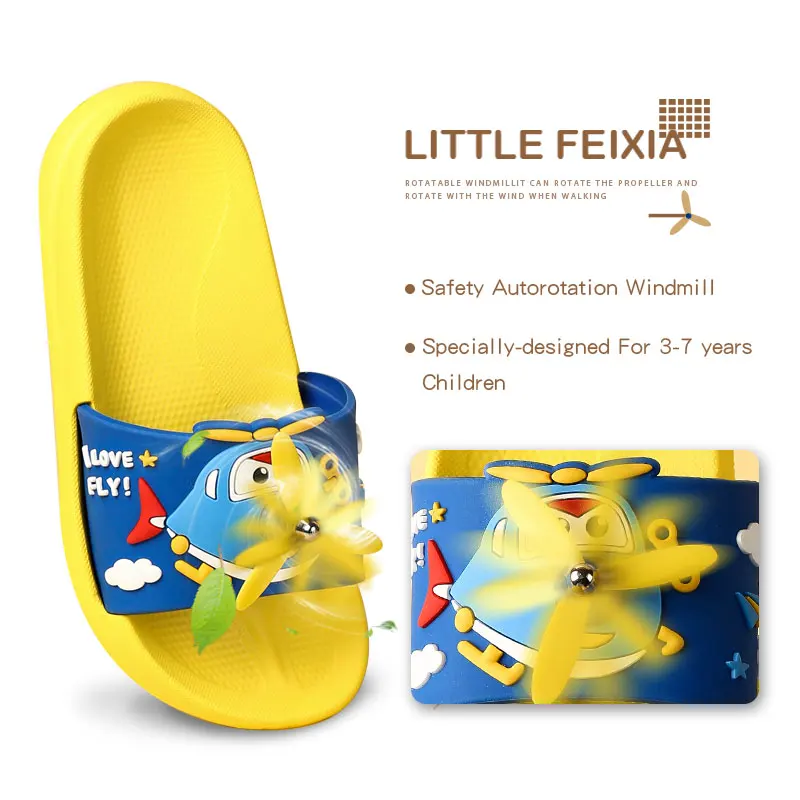 

2021 High Quality Design Fancy China Rubber Eva Rotation Windmill Summer Slippers For Kids, Pink/blue/yellow