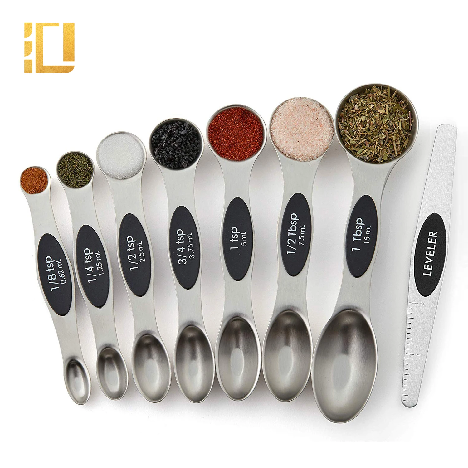 

Amazon Hot Selling Dual Sided Measuring Spoons Stainless Steel Coffee 7/8Pcs Magnetic Measuring Spoons Set, Silver/black/colourful
