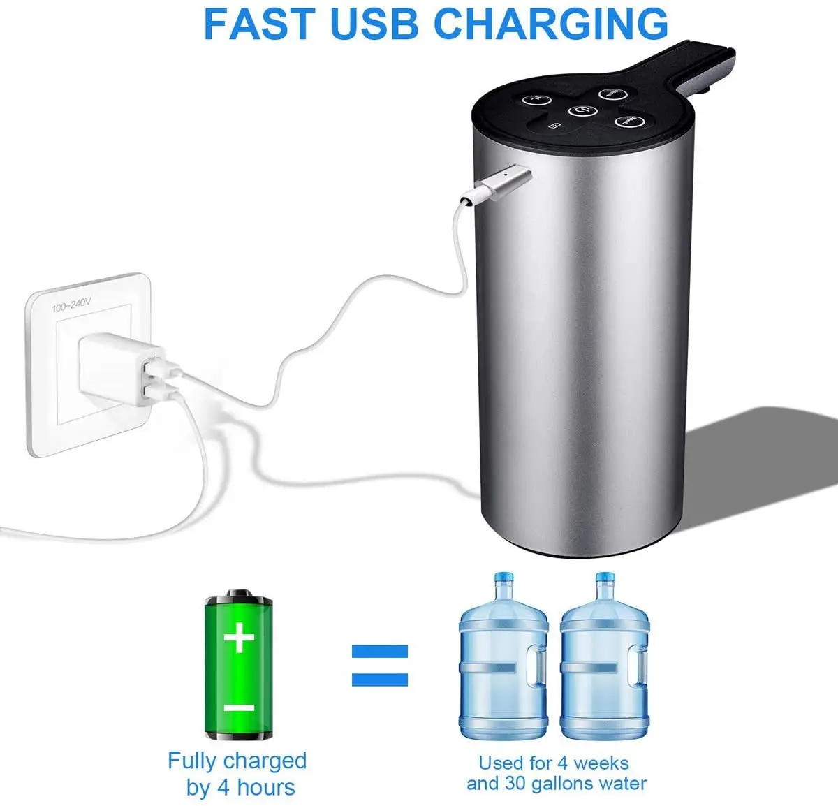 Wireless Electronic 5 gallon water bottles USB Rechargeable Pump Automatic Water Dispenser
