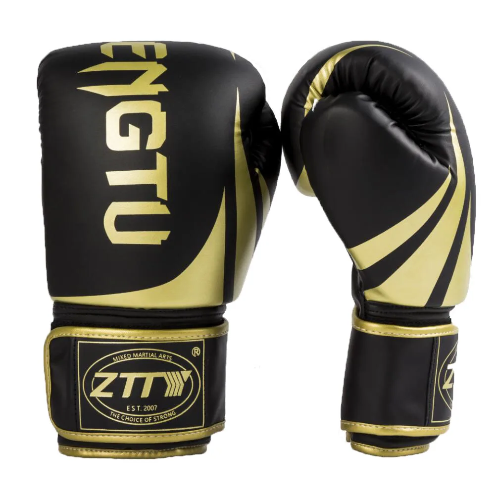 

16 oz Leather Boxing Gloves 14oz Kick Mitts Muay Thai Fighting Black Gold Boxing Gloves, White-gold,black-gold,black,white-black,pink-white,black-red