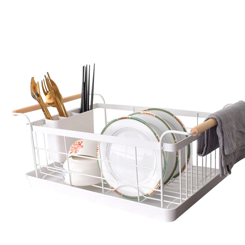 

Kitchen Cabinet Storage Over The Sink Dish Drying Rack With Tray, White