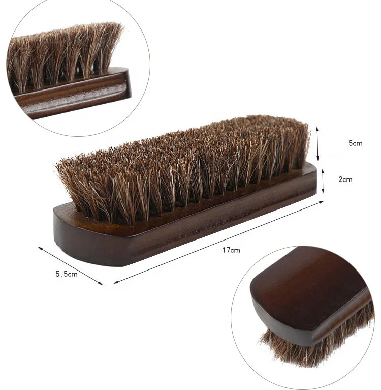 

Practical Professional Wood Horse Hair Shoe Brush Shine Polish Buffing soft Soft shoe brush cleaning brush, Brown