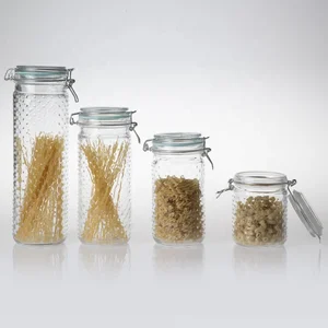 Image of glass jar with lid cylinder clear glass container