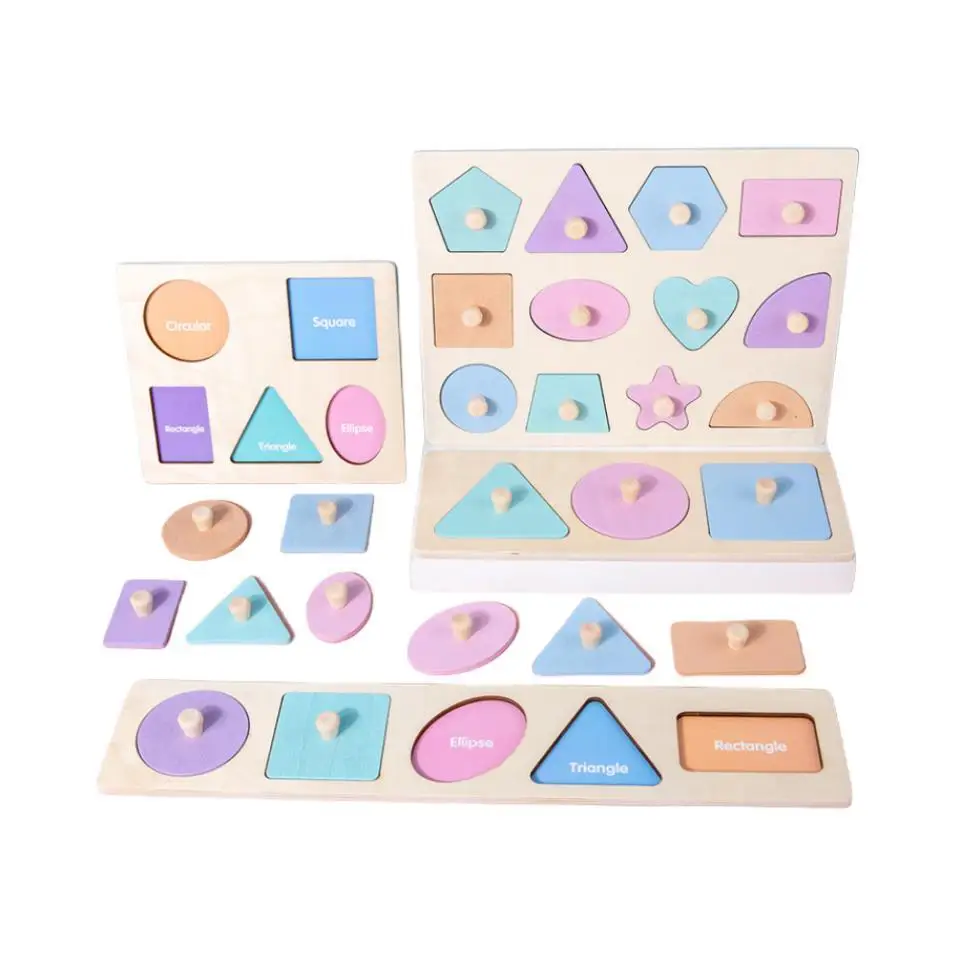 

Early Education Teaching Aid Geometric Montessori Panel Jigsaw Kit Magnetic Shape Grab Block Board Toy Wooden Puzzle For Kids