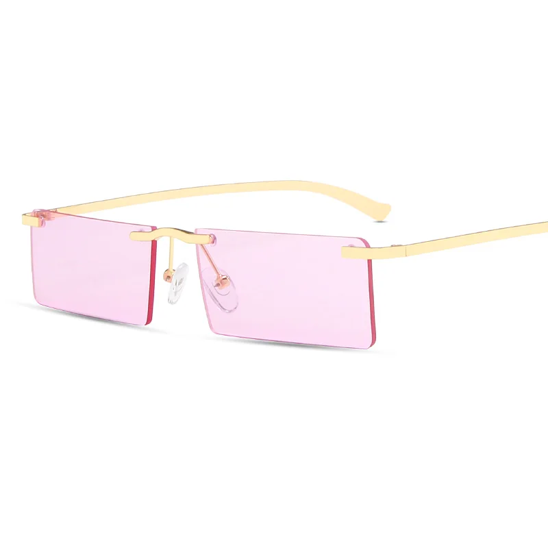 

unisex new sunglass fashion small square sun shades trendy rimless sunglasses women 2022, 7 colors or customized