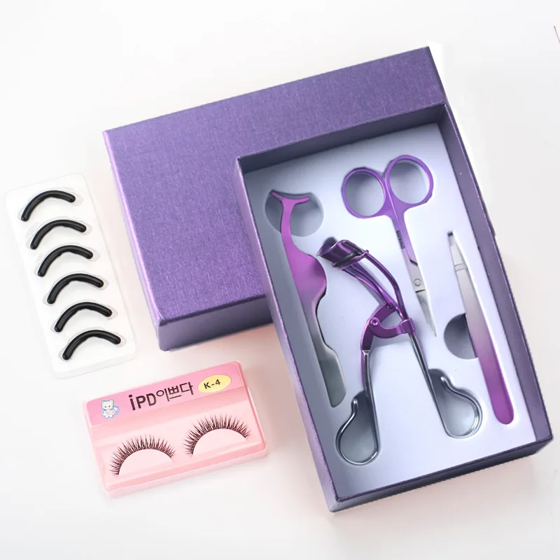 

Private Lash Eyebrow Clip Purple Pink Rose Golden Tweezers Scissors Curler 3D Mink Lash Tool Set, Rose golden, pink