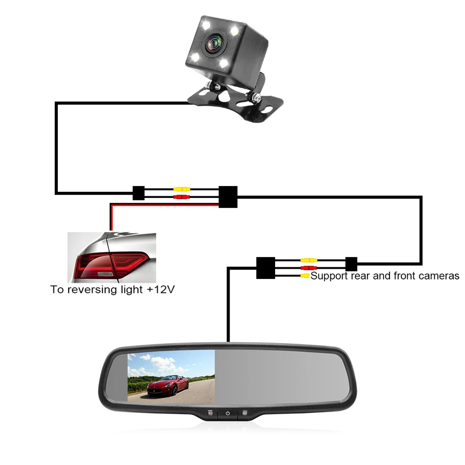 Камера заднего хода подключение к зеркалу 4.3 Inch Tft Lcd Car Windscreen Rear View Mirror Monitor Mounting Bracket Monito