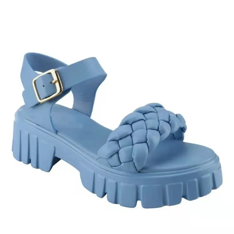 

Summer 2022 Fashion Womens Thick Bottom Buckle Casual Beach Heeled Sandals Wide Sandals