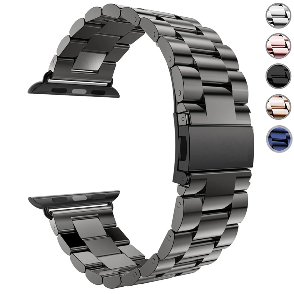 

Large inventory 3 beads Stainless steel watch band for Apple Watch 5 4 3 2 1 38mm strap 42mm strap 40 44mm, Optional