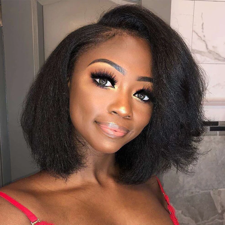 

Peruvian yaki short full lace wigs human hair 180 density wig braidsfactory wholesale price, Natural black