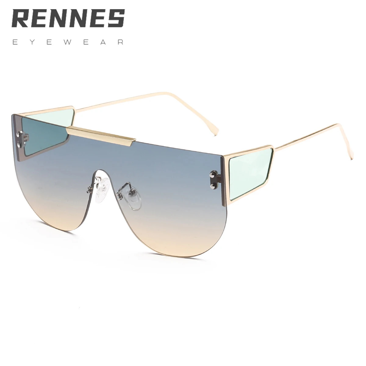 

RENNES 2021 New Fashion Oversize Gradient Sunglasses For Women Vintage Alloy