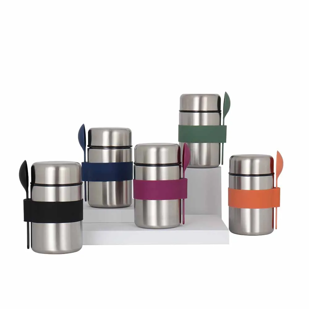 

Wholesale Double wall Stainless Steel Food Warmer Food Jar Insulated Vacuum Food Flask Thermos with spoon, Customized color