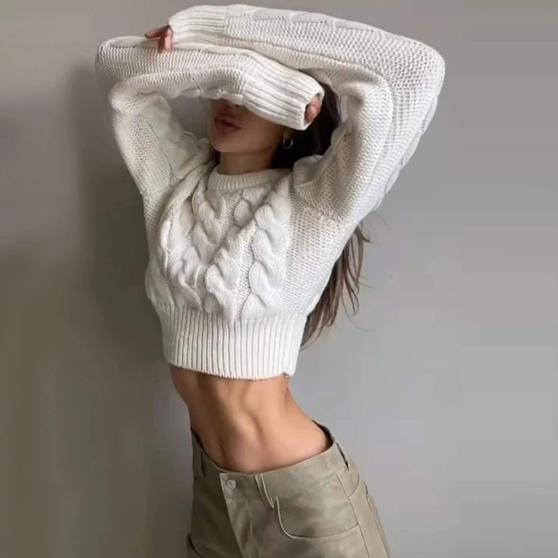 

Plus size Winter new high neck knitted jumper sweater long sleeved loose thick sweater factory, Customized color