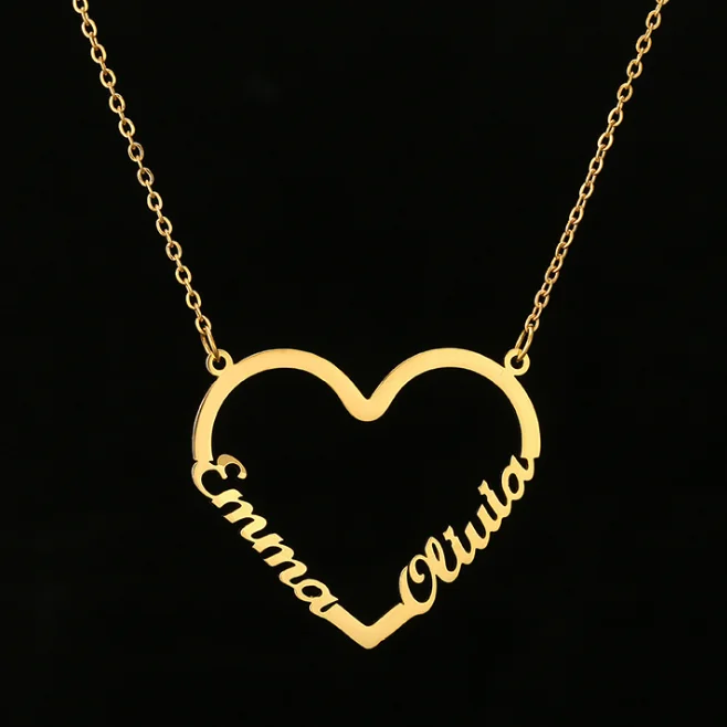 

Best Selling 18K Gold Plated 316L Stainless Steel Custom Name Pendant Necklace Stainless Steel DIY Heart Name Necklace, Gold silver,rose gold