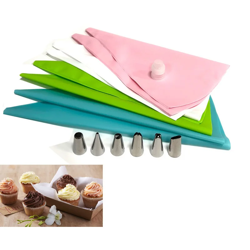 

8 piece piping tip cake baking nozzle 6 EVA pastry bag converter set wholesale, As picture